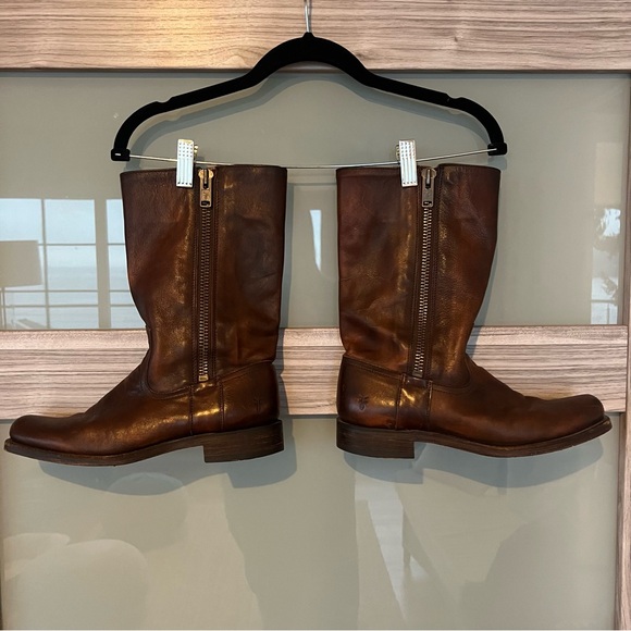 Frye Brown Leather Heath Boots - Picture 3 of 15